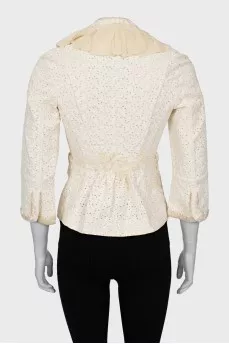 Fitted jacket with beaded embroidery