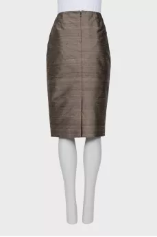 Silk and cotton straight skirt