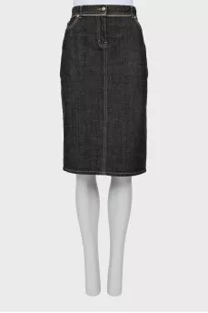 Denim skirt with gold seams