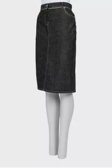 Denim skirt with gold seams