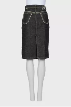Denim skirt with gold seams