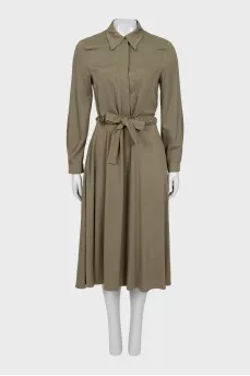 Dark green dress with a belt