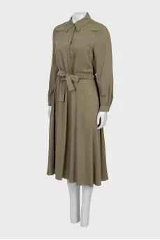 Dark green dress with a belt