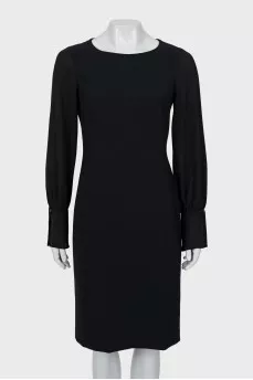 Black dress with translucent sleeves