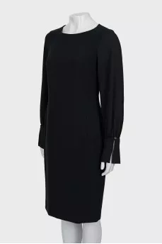 Black dress with translucent sleeves
