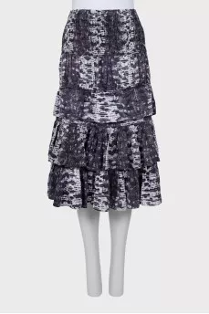 Silk midi skirt with ruffles