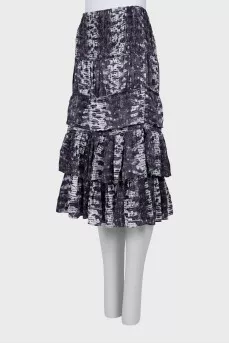 Silk midi skirt with ruffles