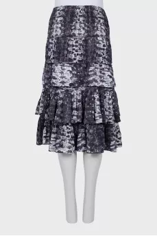 Silk midi skirt with ruffles