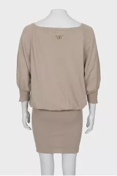 Gray mini dress with 3/4 sleeves
