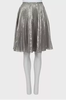 Silver pleated midi skirt