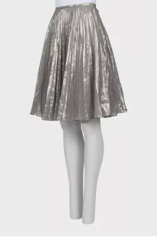 Silver pleated midi skirt