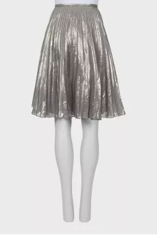 Silver pleated midi skirt
