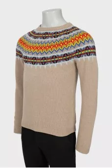 Men's wool sweater with pattern