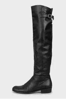 Mid-heel leather boots