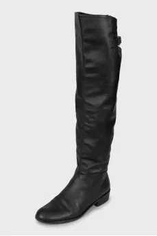 Mid-heel leather boots