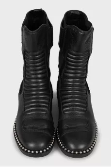 Leather boots with Velcro