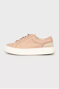 Pink leather sneakers