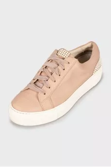 Pink leather sneakers