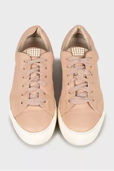 Pink leather sneakers