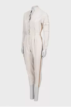 Jumpsuit with eco-leather inserts