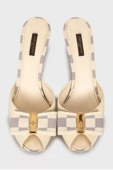 Canvas and leather sandals with bow