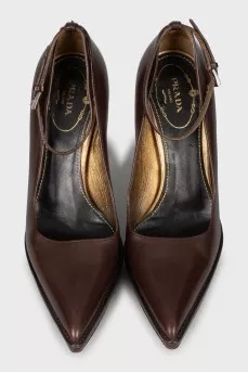 Brown leather stilettos