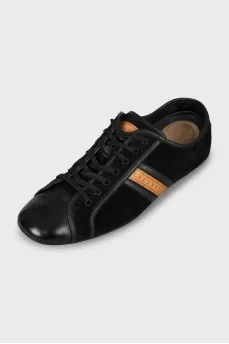 Black suede and leather sneakers