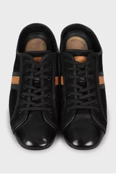 Black suede and leather sneakers