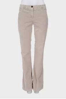 Mid-rise velor trousers