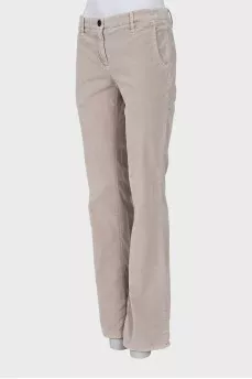 Mid-rise velor trousers