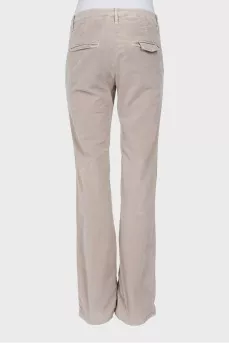 Mid-rise velor trousers
