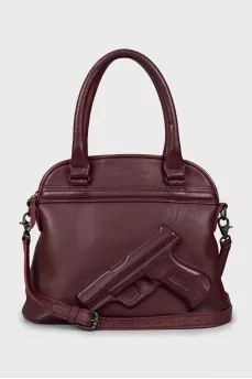 Leather bag with embossed print