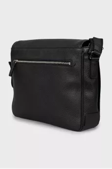 Men's leather crossbody bag with tag