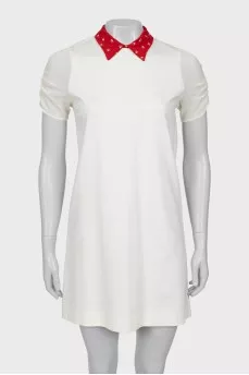Shift dress with printed collar