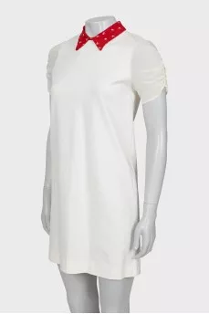 Shift dress with printed collar