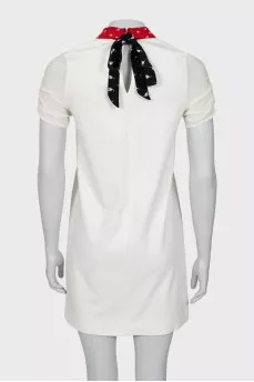 Shift dress with printed collar