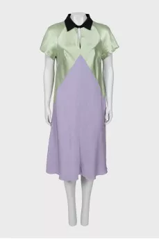 Mixed color silk dress