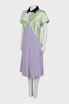 Mixed color silk dress