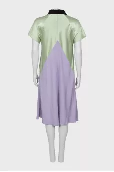 Mixed color silk dress