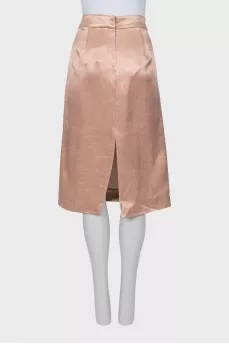 Beige midi skirt with pockets