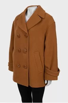 Cropped coat with chunky buttons