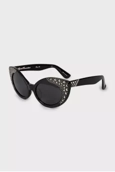 Black sunglasses decorated with rhinestones