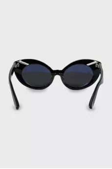 Black sunglasses decorated with rhinestones