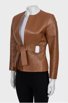 Fitted leather jacket