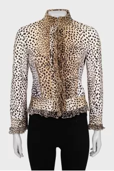 Animal print jacket with ruffles