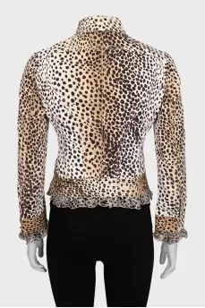 Animal print jacket with ruffles