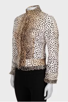 Animal print jacket with ruffles