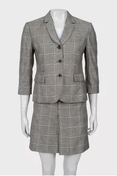 Checkered suit jacket and skirt
