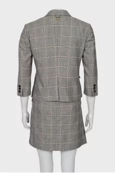 Checkered suit jacket and skirt