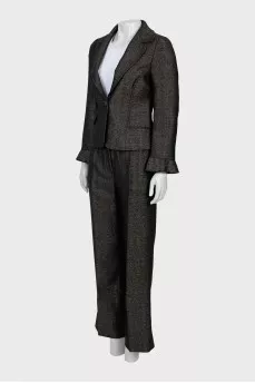 Suit with trousers in fine print